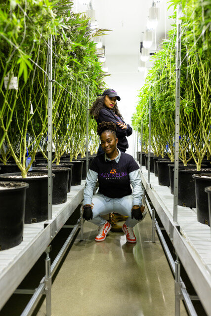 LaToyia R. Rucker (front) and Rebecca Colett, COO and CEO of Detroit-based Cannabis brand Calyxeum.