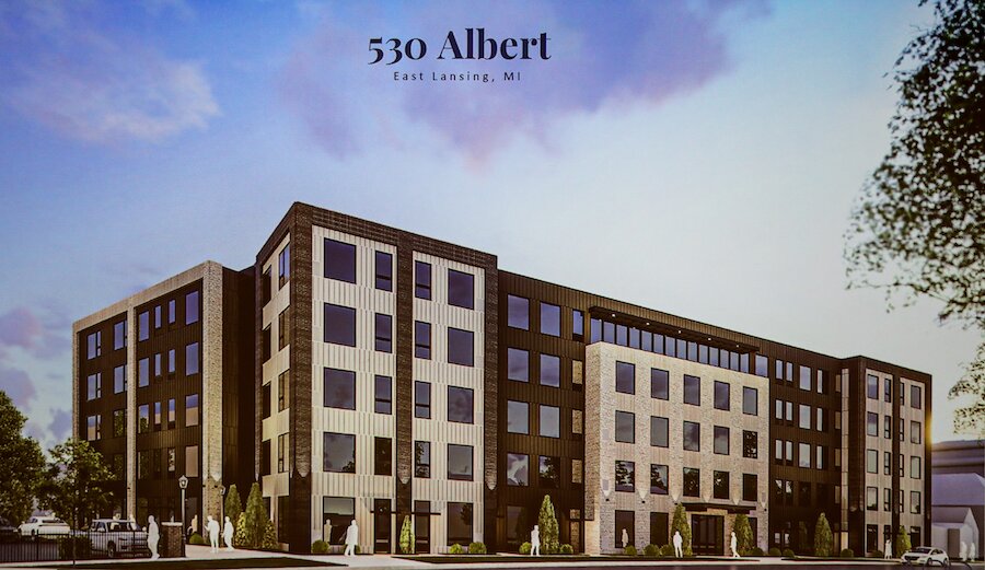 A rendering of the 30,000 square-foot proposed apartment and retail development.