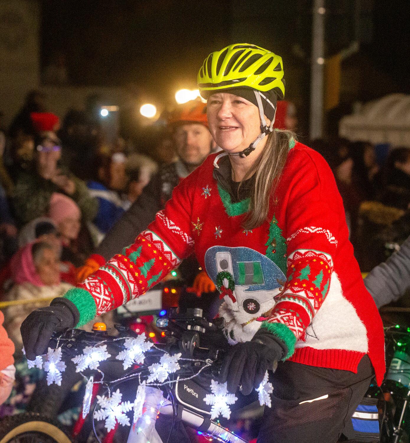 Members of the League of Michigan Bicyclists donned holiday lights to brighten up the Electric Light Parade.