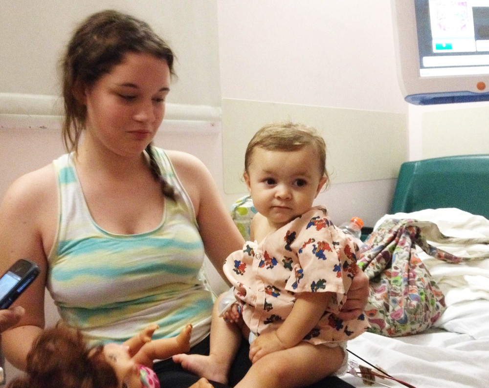 In photo from a story published 10 years ago, on Aug. 3, 2015, &ldquo;The clear and present danger of lead poisoning&rdquo; which detailed the historic jury verdict finding a landlord guilty of negligence, Amie Jordan and her daughter, Rowan, at Hasbro Children's Hospital, after Rowan was diagnosed with lead poisoning at a 49 microgram per deciliter level in her blood, about 10 times the limit recognized by the Centers for Disease Control and Prevention. The lead poisoning has been allegedly linked to high levels of lead in the home where Rowan and her parents live in Coventry.