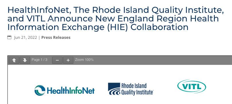 A new data highway has been launched, linking the health information exchanges in Rhode Island, Maine, and Vermont, a precursor of larger regional data networks being created.