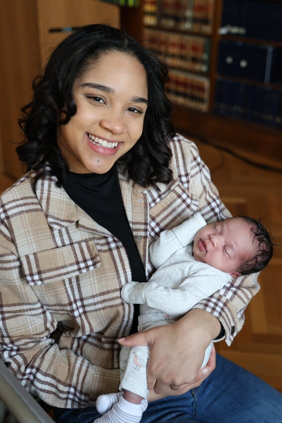 Kimberlynn and her two-week old daughter at the Raising Rhode Island Kickoff Campaign.