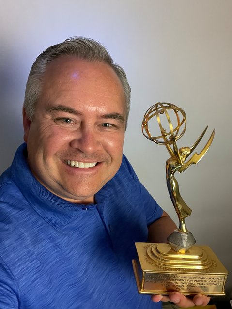 Dhorn with his Emmy Award