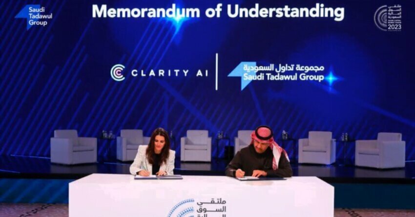 Rebeca Minguela, Founder & CEO, Clarity AI, and Eng. Khalid Al Hussan, CEO, Saudi Tadawul Group