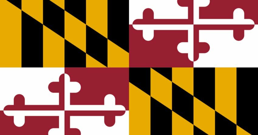 Maryland State Flag. Gold, Black Red and White Advanced Clean Cars II Rule