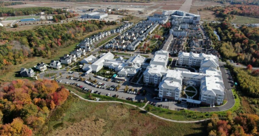Southfield Redevelopment Authority planned community in the fall surrounded by trees
