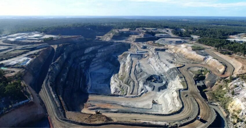 overhead view of Greenbushes Lithium Mine in Australia 