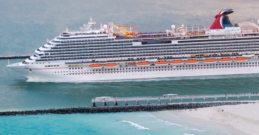 Carnival Sustainability Report Cruise ship leaving the Port of Miami 