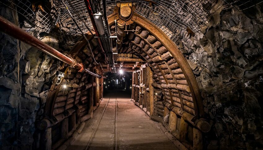 A dark coal mine interior.