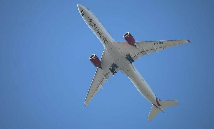 Virgin Atlantic airplane flying