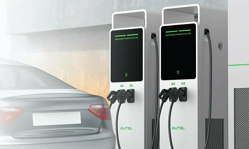 car plugged into EV charger