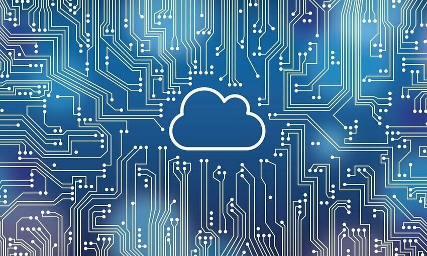 A graphic of a cloud on a data chip.