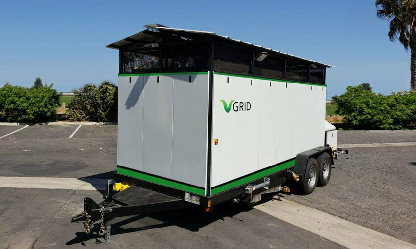 V-Grid bioserver trailer in parking lot