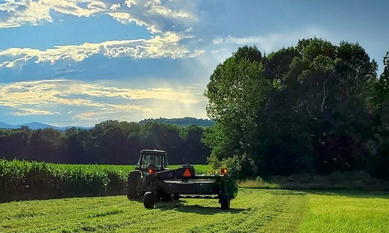 tractor at a regenerative farm