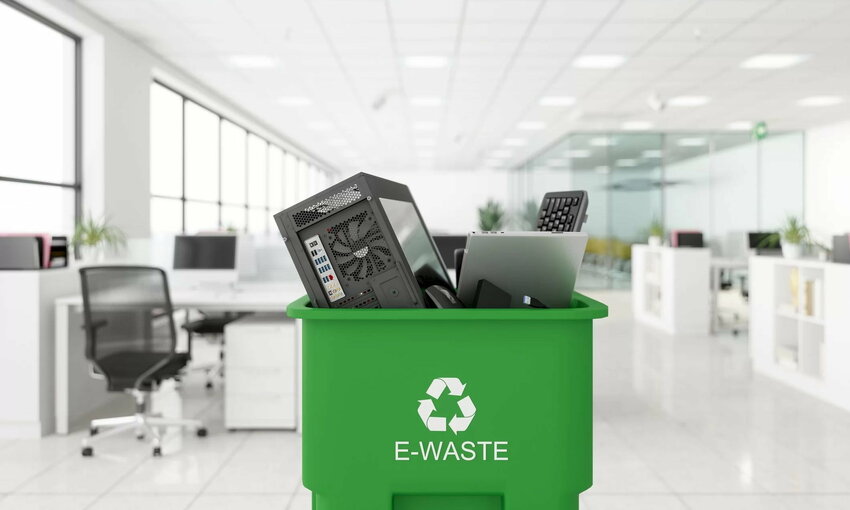 e-waste recycling bin in office building