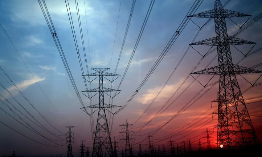 electric lines in the sunset