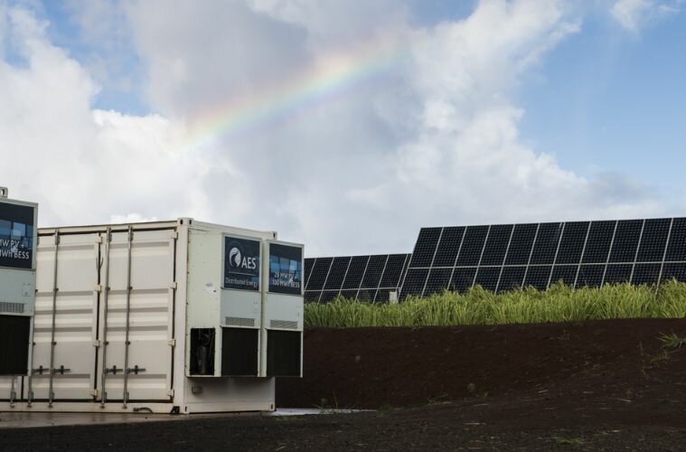The AES Lawai Solar Project in Kauai, Hawaii has a 100 megawatt-hour battery energy storage system paired with a solar photovoltaic system.