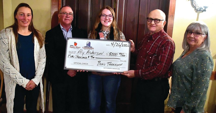 Aly Anderson was one of the recipients of the first Emelia Johnson-Tabakoff Foundation Scholarship. Pictured are: Dr. Jenn Anderson, Joel Holland, Aly Anderson, Keith Hesselbacher and Karla Stadel.