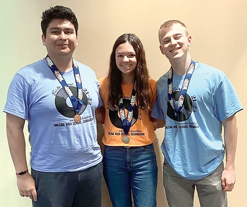 James Salazar, Madisen Glasgow and Sam Eaton each placed at the IHSA journalism state meet that was held on April 22 at Heartland Community College.