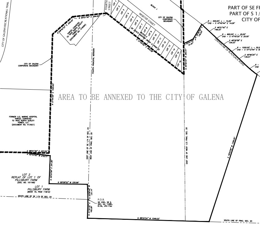 The plat map above details the 56.17 acres of territory that had been annexed into the city of Galena following the May 23 city council meeting.