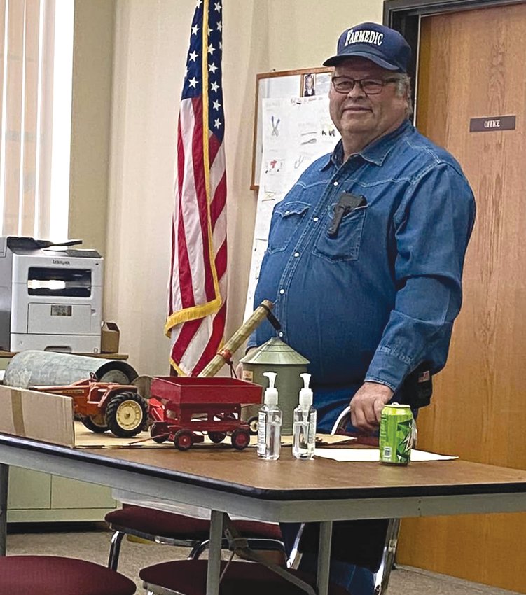 Jim Trewartha of the Hazel Green Rescue Squad is one of the last Farm Medic instructors in the area. In April, Trewartha led the Hazel Green Fire Department and Hazel Green Area Rescue Squad through a training exercise on an individual trapped in a grain auger.