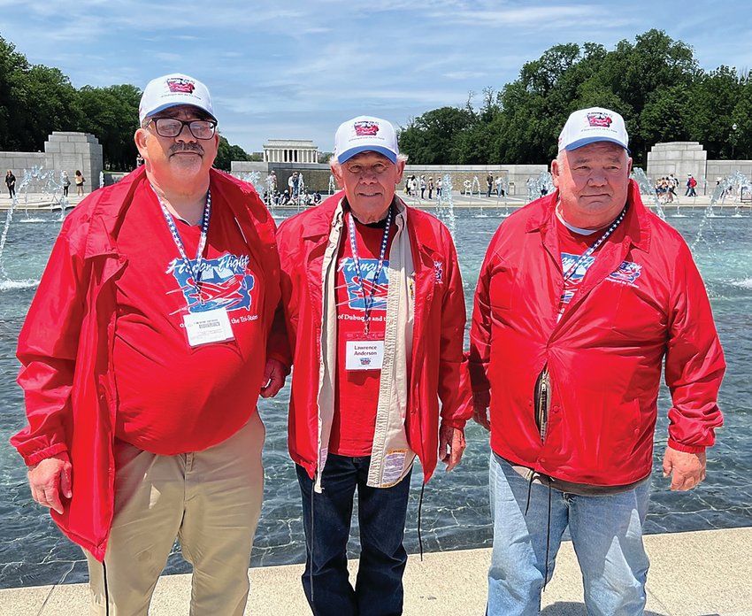 Brothers Jim, of Rockford, and Larry and George Anderson, both of Scales Mound, were able to share the Honor Flight experience together on Monday, May 23.