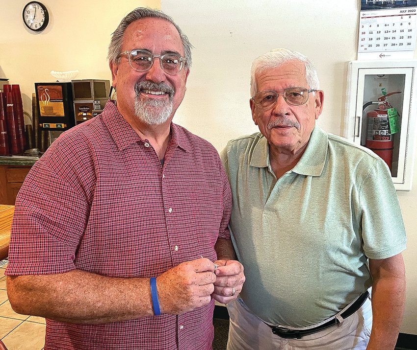 The Kiwanis Club of Galena recently gave a new member pin to Bill Caron. Membership chair Dan Morizzo made the presentation. The Kiwanis Club of Galena has just completed sponsoring another successful Fourth of July celebration. The club always welcomes new members. They meet every Tuesday from noon to 1 p.m. at Emmy Lou&rsquo;s.