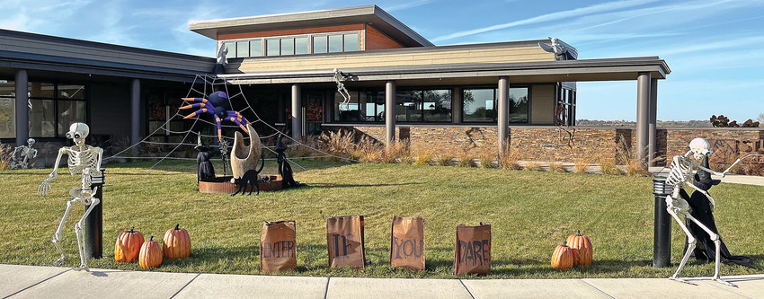 Studio One decorated their location with multiple skeletons, some witches, a couple pumpkins and a giant spider in a web. Studio One is located at 400 Wild Indigo Lane, but only &ldquo;enter if you dare.&rdquo;