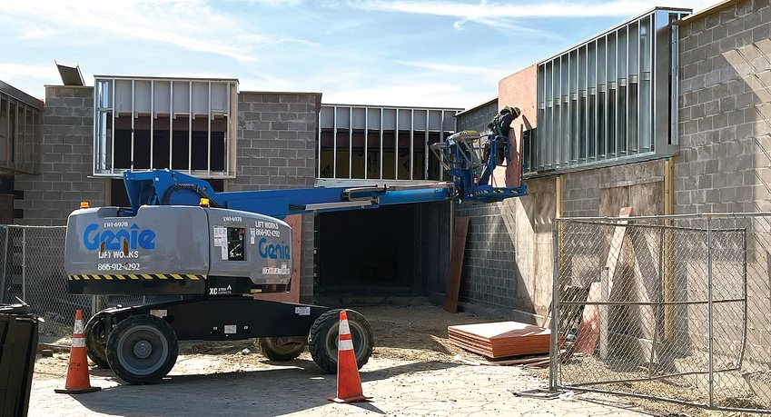 Construction continues on at the Galena Middle School. Crew members began work the roof on the building last week. The roof is expected to be on in a week and a half.