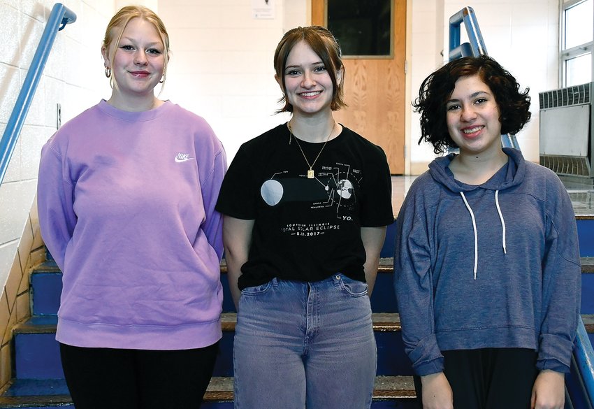 ILMEA selected Galena High School choir students Emma Blaum, Ella Getz and Liliana Asta to perform in its festival in November. Not pictured: Mafe Lopez, Galena high school student selected for Senior Band.