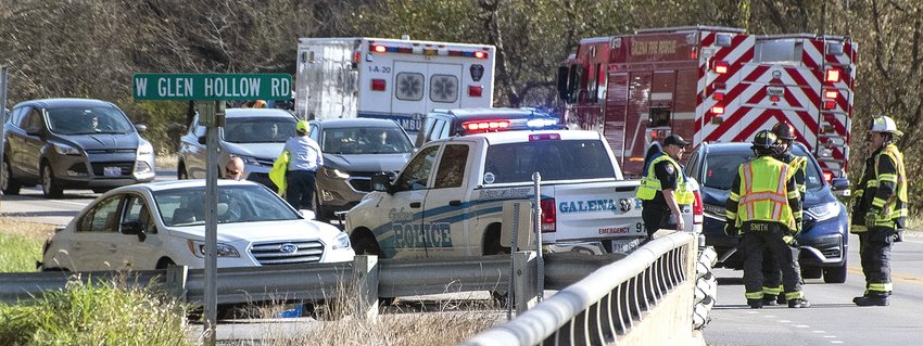 Along with law enforcement and the Galena Fire Department, the Galena Area Emergency Medical Service responded to a two-vehicle accident on Thursday, Oct. 20 at the intersection of U.S. 20 and West Glen Hollow Road.
