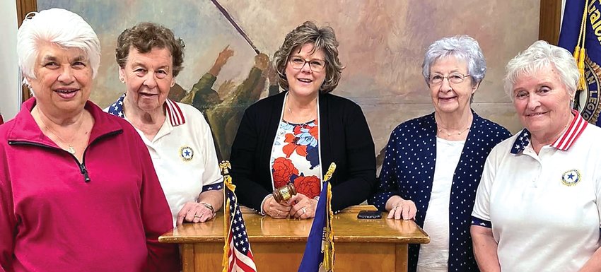 On October 13, Galena American Legion Auxiliary Unit 193 installed new officers including, from left, Bev Mellskog, sergeant at arms; Helen Carroll, secretary/treasurer; Kimberly Howard, president; Norma Montgomery, historian; and Rita Wolers, chaplain. The Auxiliary next meets Nov. 10 at noon, on the second floor of the VFW Club. For information, email kkhoward52@yahoo.com.
