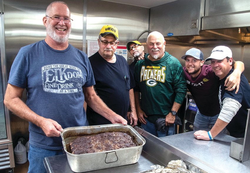 Too many cooks in the kitchen wasn&rsquo;t a bad thing for the Galena Elks Lodge&rsquo;s 37th annual wild game feed. Cooking up a storm are, from left, Dan Smith, Rick Brandt, Mark Einsweiler, Jerry Westemeier, Luke Einsweiler and Dennis Wienen.