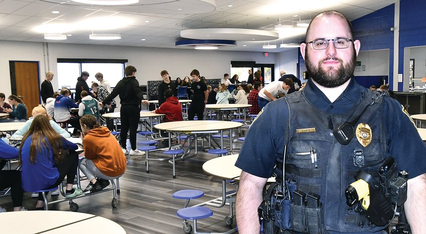 East Dubuque police officer Jeremiah Mast is the only school resource officer in Jo Daviess County. He started this new position at the start of the current school year and splits his time between junior high/high school and elementary school in East Dubuque.