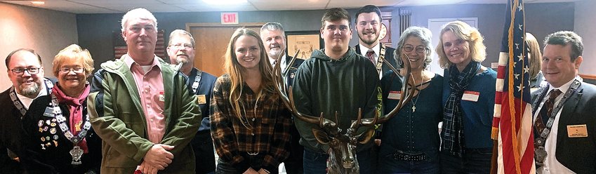 The Galena Elks Lodge initiated five new members on Dec. 16. Participants include, from left, Inner Guard, Michael Greene; Tiler, Mary Jo Copeland; Michael Chase; Lecturing Knight; Jeff Klein; Hayley Einsweiler; Esquire, Tom Long; Jack Einsweiler, Exalted Ruler; Tyler Long; Sharon Cholewinski; Sandra Weber; and Leading Loyal Knight, Gavin Doyle. Amber Felderman, treasurer, also participated in the initiation.