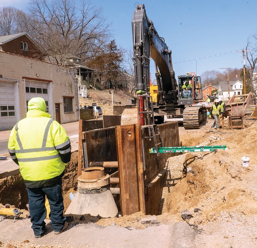 It&rsquo;s construction season and that means work has begun on U.S. 20 again. On Wednesday, March 29, construction workers worked on trenching and replacement of the storm sewers.