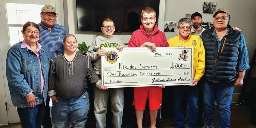 Kreider Services in Galena needed new food preparation devices and the Galena Lions Club was able to assist with a donation of $1000. Based in Dixon, Kreider provides direct care programs to persons with developmental disabilities. The organization has 29 24-hour supervised group homes in northwest Illinois. The Galena Lions Club donates thousands of dollars annually for community individuals and organizations in need from the proceeds of Galena Oktoberfest. More information about Kreider Services can be found at kreiderservices.org. To learn about the Galena Lions Club, go to galenalions.org or call 815-331-0180. Left to right: Kathleen Schuler, Chet Schuler, John Asta, James Watson, Michael Dykstra, Lenny Hosey, Paul Junge, and Larry Cording.