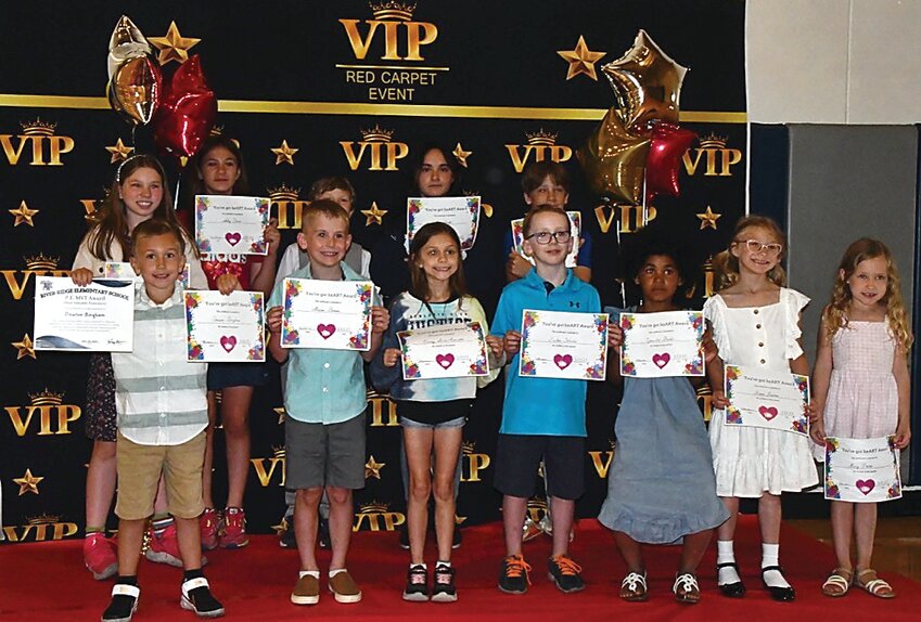 heART Award! Presented to students who, when they come to the Art room, are always full of energy and excitement and use art material in a creative way. Back row, from left: Megan Bradt, Abby Davis, Hudson Fogle, Ava Huett, Rylan Nicolin. Front row, from left: Dawson Bingham, Mason Brown, Esmay Avila-Marcotte, Tucker Schuler, Yamila Banks, Keira Farster, Macy Potter.