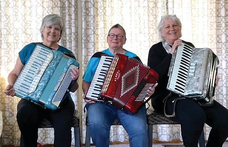 Scales Mound United Methodist Church is starting up its &ldquo;Young at Heart&rdquo; community gatherings on Tuesday, June 27, at 1:30 p.m. with the fabulous &ldquo;Accordion Divas!&rdquo; Denise Stadel, Colleen Yonda, Vicky Barclay and Vivian Eaton will treat the audience to some energetic oldies but goodies, and answer all your questions about accordions. Will a polka break out? Hard to say. Dense, Colleen and Vicki met as members of the Galena Community Hand Bell Choir, and shared a love of music. Colleen taught herself to play accordion, Vicki took accordion lessons as a child, Vivian has played accordion for dance bands in the Mt. Carroll area and Denise said, &ldquo;why not?&rdquo; Together, they all make beautiful music! Scales Mound UMC holds &ldquo;Young at Heart&rdquo; gatherings on the fourth Tuesday of every month. Each month they will have refreshments, entertainment and speakers and great community with one another. They invite anyone who is &lsquo;young at heart&rsquo; to join them and tell your friends! There is no charge for this&nbsp;event. Please contact Pastor Libby Rutherford at rutherford.libby@gmail.com or 815-990-1428 if you have any questions. From left: Denise Stadel, Colleen Yonda and Vicki Barclay. Not pictured: Vivian Eaton.