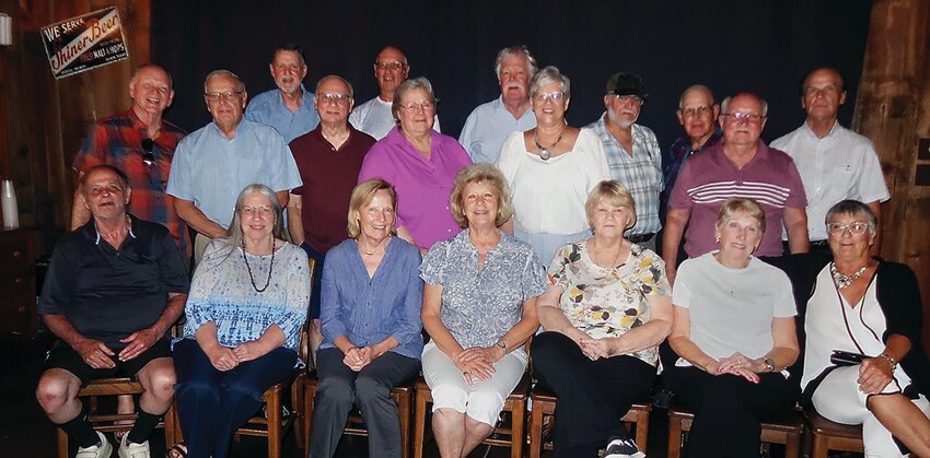 The Elizabeth High School Class of 1968 held its 55th reunion on Friday, July 21 at Cajun Jack&rsquo;s Bar and Grill in Elizabeth. Twenty class members attended the event. They were, front row: Bill Waser, Carol (Eickman) Waser, Susan Lunning, Carol (Haas) Stoner, Cathy (Hutchinson) Straight, Sherrie (Hoppe) Nauman and Kat Groezinger. Second row: Tom Virtue, Marion Ertmer, Sam Lieb, Nancy Roberts, Sherry (Westphal) Suess, Jim Diehl, Robert Spoerl, Ed Haring and Marc Schulz. Back row: Mike Chiaverina, Roger Eickman and Mike Read. Ray Thraen was present, but is not pictured.