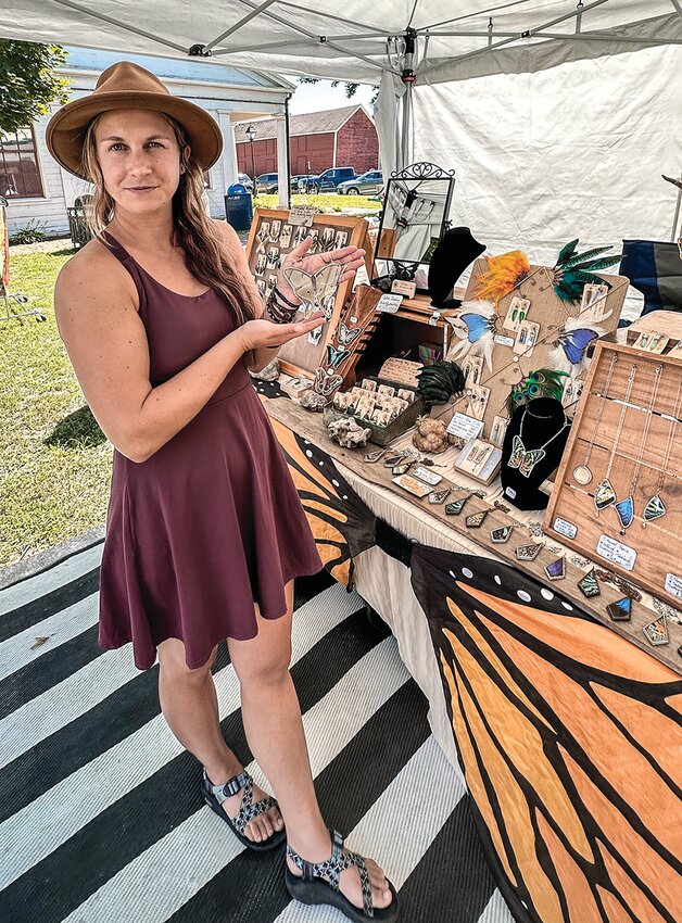 Molly Gable participated in her first Galena Art Fair on Saturday, Aug. 12-13. All her nature-inspired jewelry is handmade. She utilizes butterfly and moth wings for her pieces.