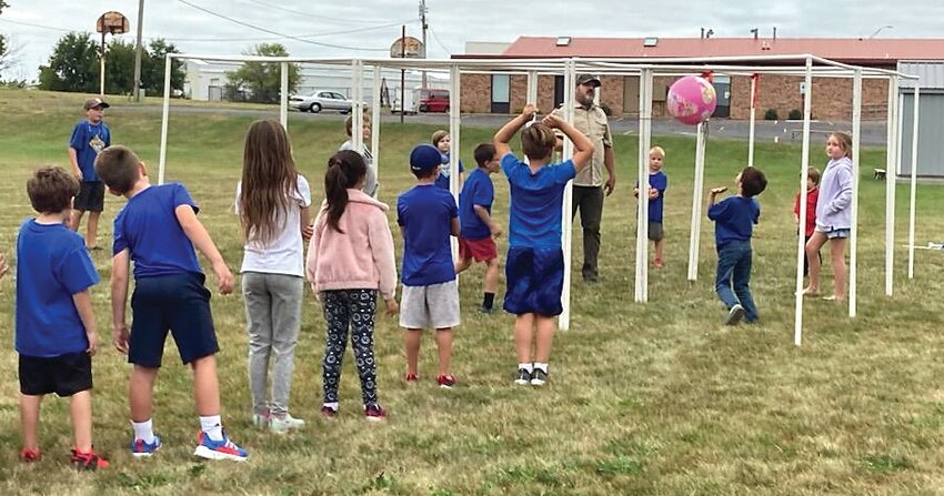 Cub Scout Pack 93 plays a game of 9 Square In The Air during their Pack meeting held Sept. 7. The Cub Scout program is open to youth grades K through five and is accepting new Scout families. Meetings are held the first and third Thursday, September through April, from 6 to 7 p.m. at the Galena ARC.
