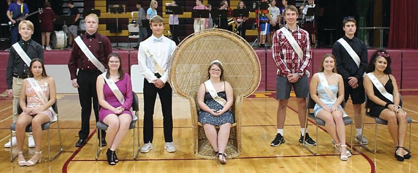 Stockton High School celebrated its homecoming dance on Sept. 30. This year&rsquo;s homecoming king is Carl Hubb and the queen is Gracie Keleher. Back from left, Arden Bauer, freshman; Kallan Virtue, sophomore; Carl Hubb, king; Bryce Grube, junior; Drake Offenheiser, senior. Front from left, Caitlynn Robledo, freshman; Paige Chumbler, sophomore; Gracie Keleher, queen; Kyla Arnold, junior; Alicia Howell, senior.