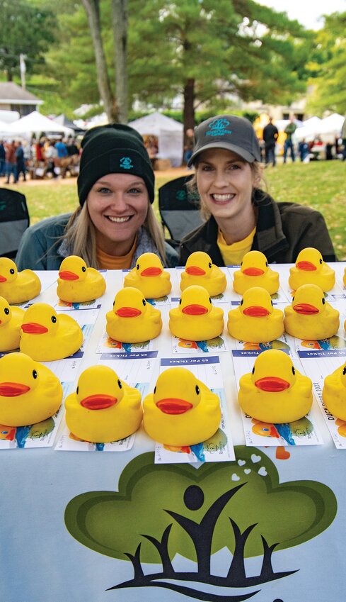 Jordan Hoftender (left) and Renee Dieschbourg (right) worked at the sales table for the Riverview Center&rsquo;s 26th annual Duck Derby Saturday Oct. 7. The Duck Derby, held at 3 p.m. on Oct. 8 in the Galena River, had a winning prize of $1,000. Additional winners had a chance to win a Midwest Staycation, or a gift card bundle. All proceeds go to providing free and confidential services to survivors of sexual and domestic violence.