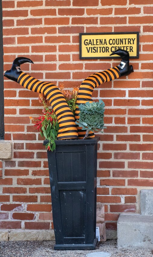 It&rsquo;s fall in Galena and around town there are scarecrows, including this one upside down in a planter at the Galena Country Visitor Center.
