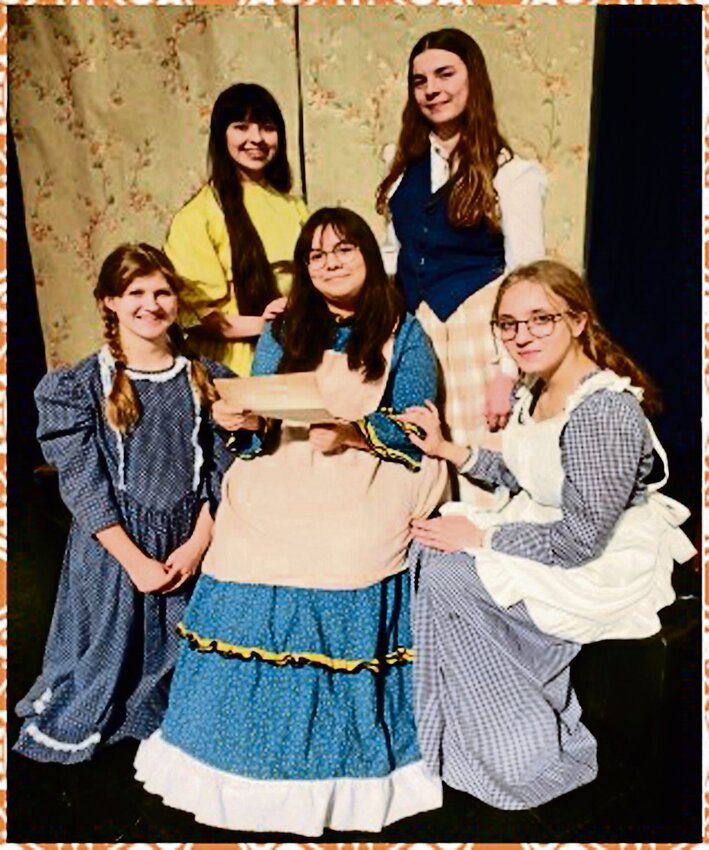 Portraying characters from &ldquo;Little Women&rdquo; in the River Ridge Middle School production are, back row from left, Violet Golden as Meg, Elizabeth Rife as Jo. Front row from left, Ella Dittmar as Beth, Freda Carriaga as Marmee and Daly Niccum as Amy.