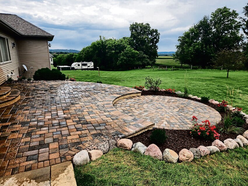 One of Chris Jackson Landscaping&rsquo;s completed patio projects. Jackson enjoys the artistic design process of his work.