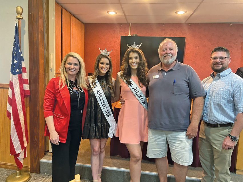 Realtors Crowns  CONTRIBUTED PHOTO  Harrison District Board of Realtors president, Kendra Bruce (from left), Miss Arkansas&rsquo; Outstanding Teen, Shelby Cook; Miss Arkansas 2021, Whitney Williams; Chris Parks, past president, and Jason Cannady, secretary/treasurer posed for a photo after their monthly meeting.