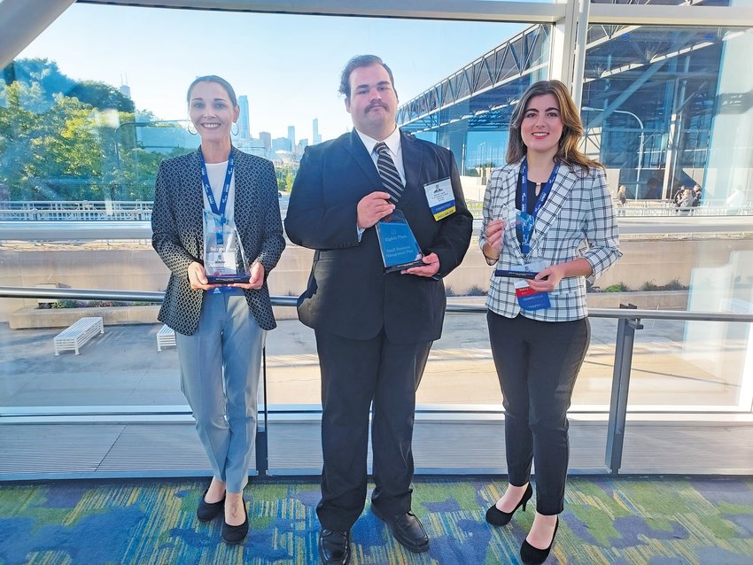 National award winners (from left) are Ashley Walker, 2nd place in Justice Administration, Matthew Liggett, 8th place in Small Business Management Plan and Emma Helmuth, 4th place in Retail Management.