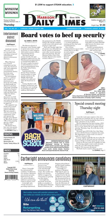 Thursday August, 18, 2022 - Harrison Daily